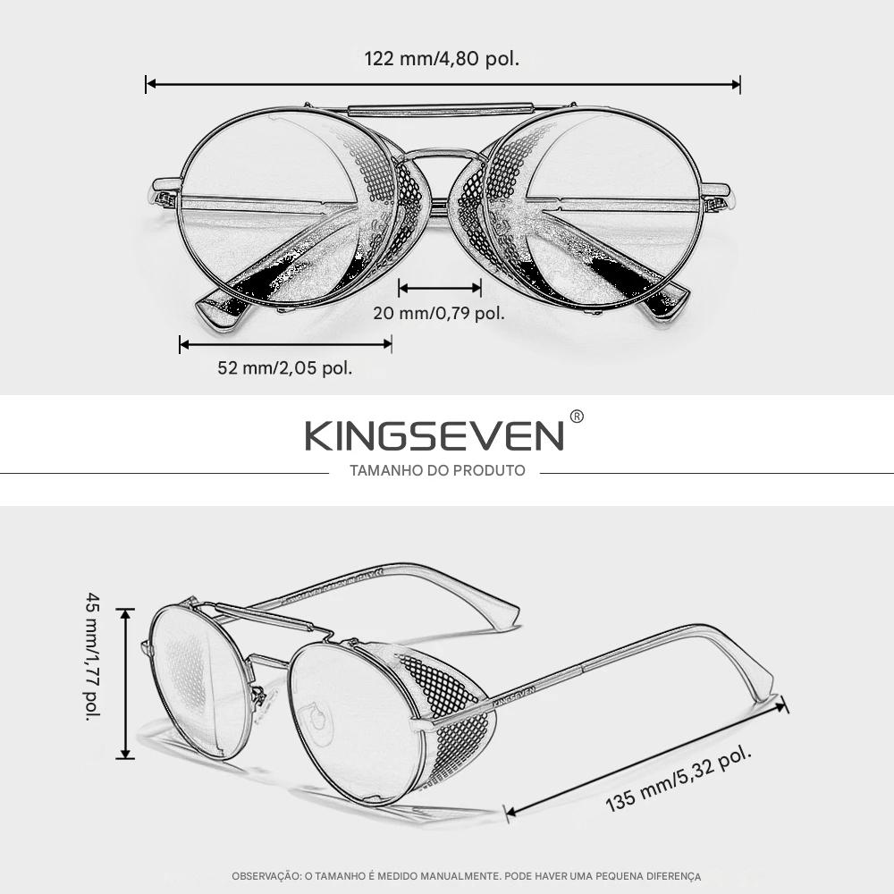 Óculos de Sol KINGSEVEN Steampunk Redondo – Polarizado UV400 Retro Unissex