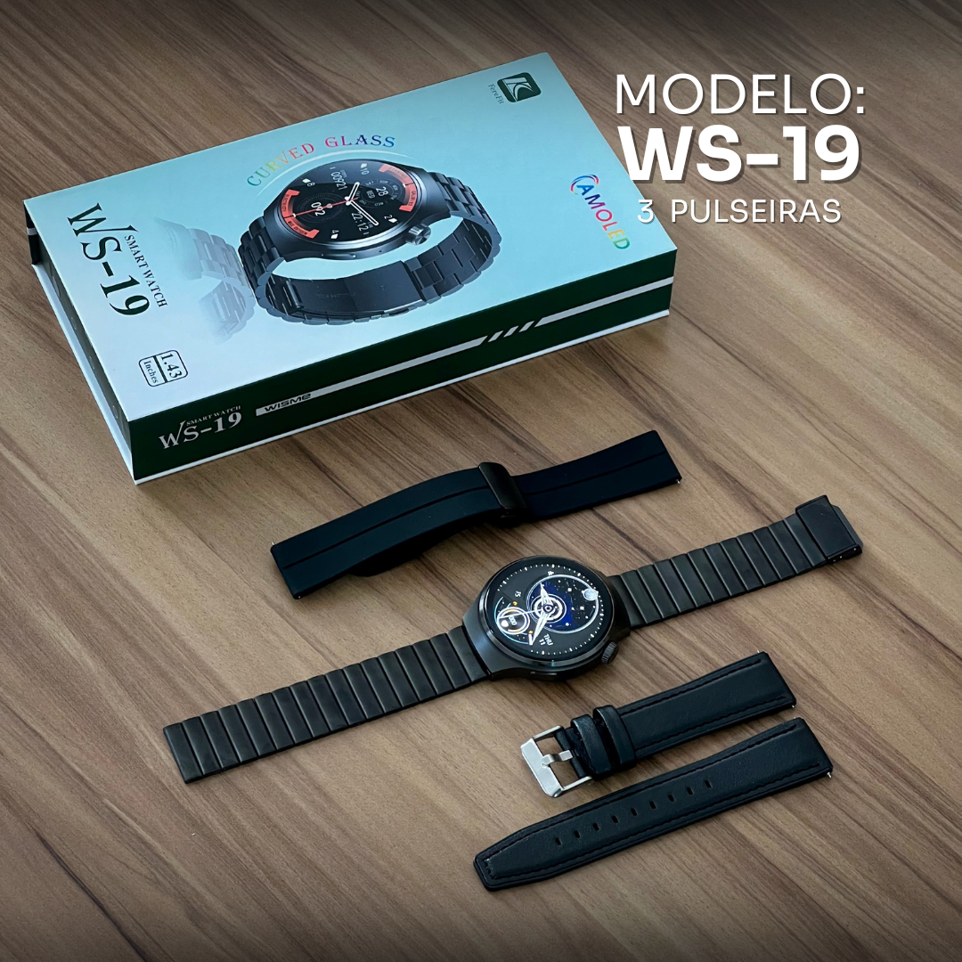 Design Redondo, Tela Nível AMOLED com 3 Pulseiras