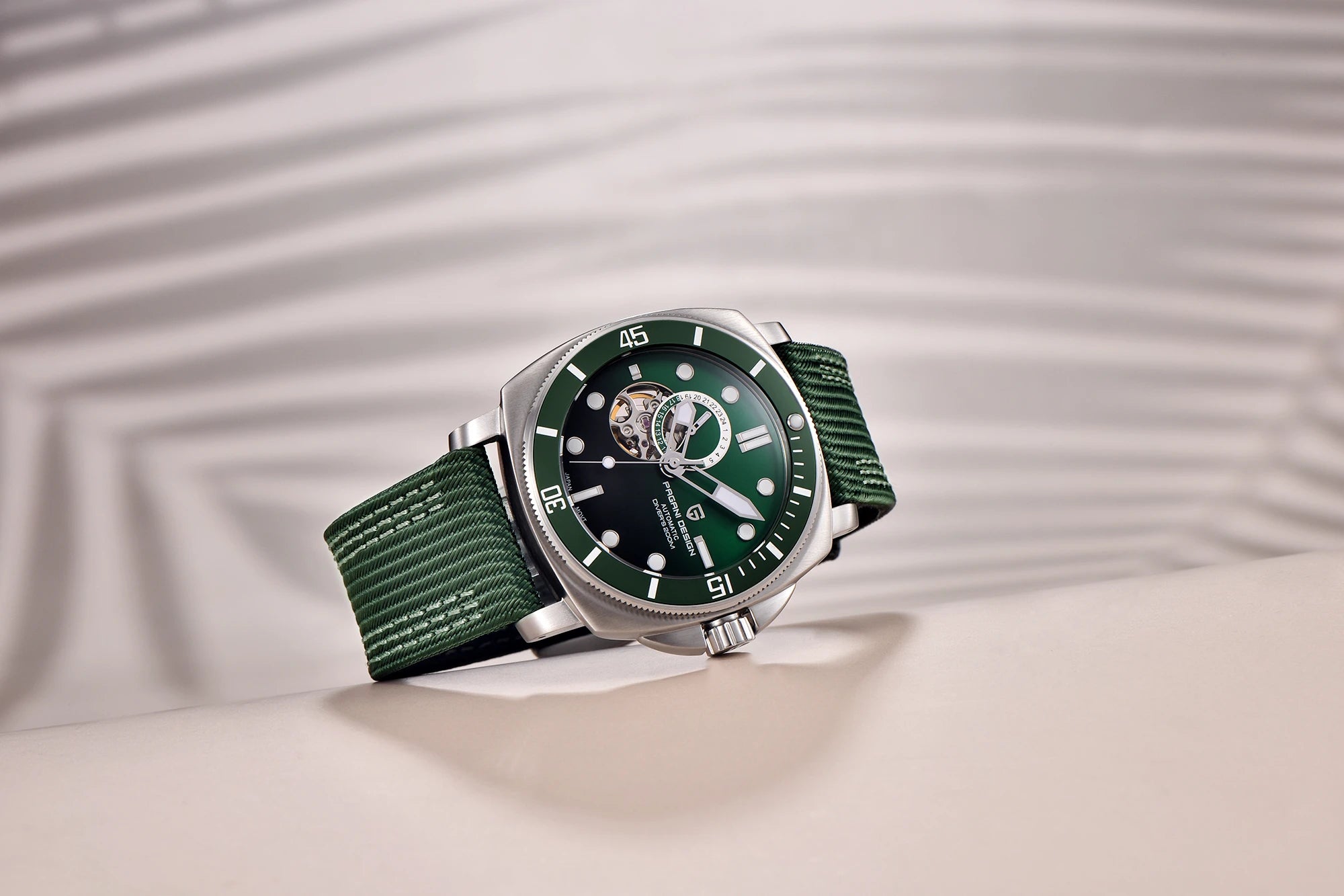 Pagani Design PD1736 "Heritage" | Relógio Automático Diver 200m em Safira & Aço Green