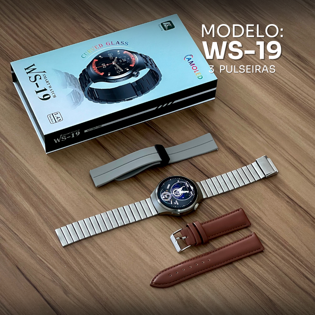 Design Redondo, Tela Nível AMOLED com 3 Pulseiras
