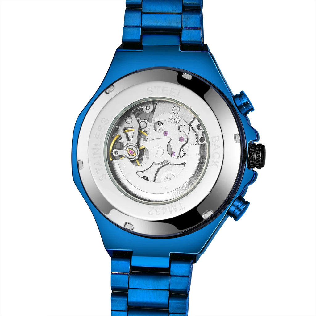 Relógio Masculino Azure Skeleton™ Automático em Aço Inoxidável