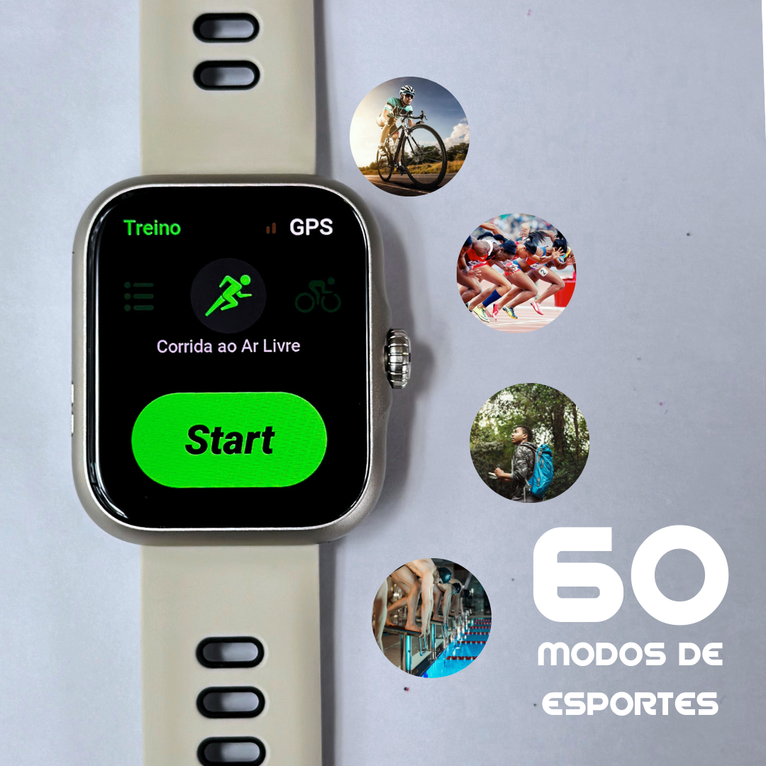 Smartwatch Esportivo, À Prova D'Água, GPS Integrado e 7 Dias de Bateria