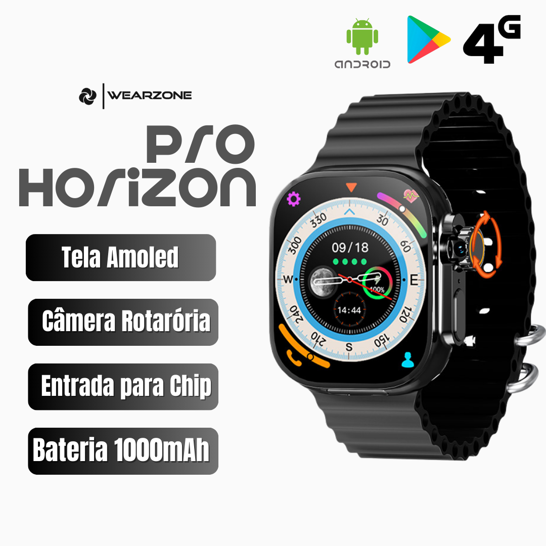 Horizon Pro 4G Tela AMOLED | Câmera Rotatória | 16/64 Gb de Armazenamento e 2/4GB de Ram