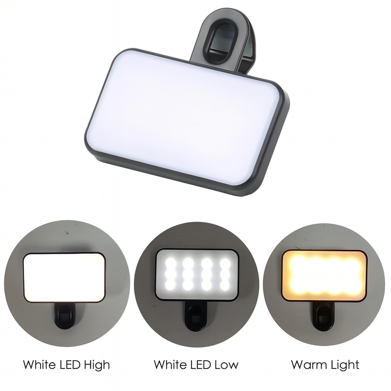 Luz LED Recarregável Para Selfie e Vídeos no Celular ou Computador + Frete Grátis