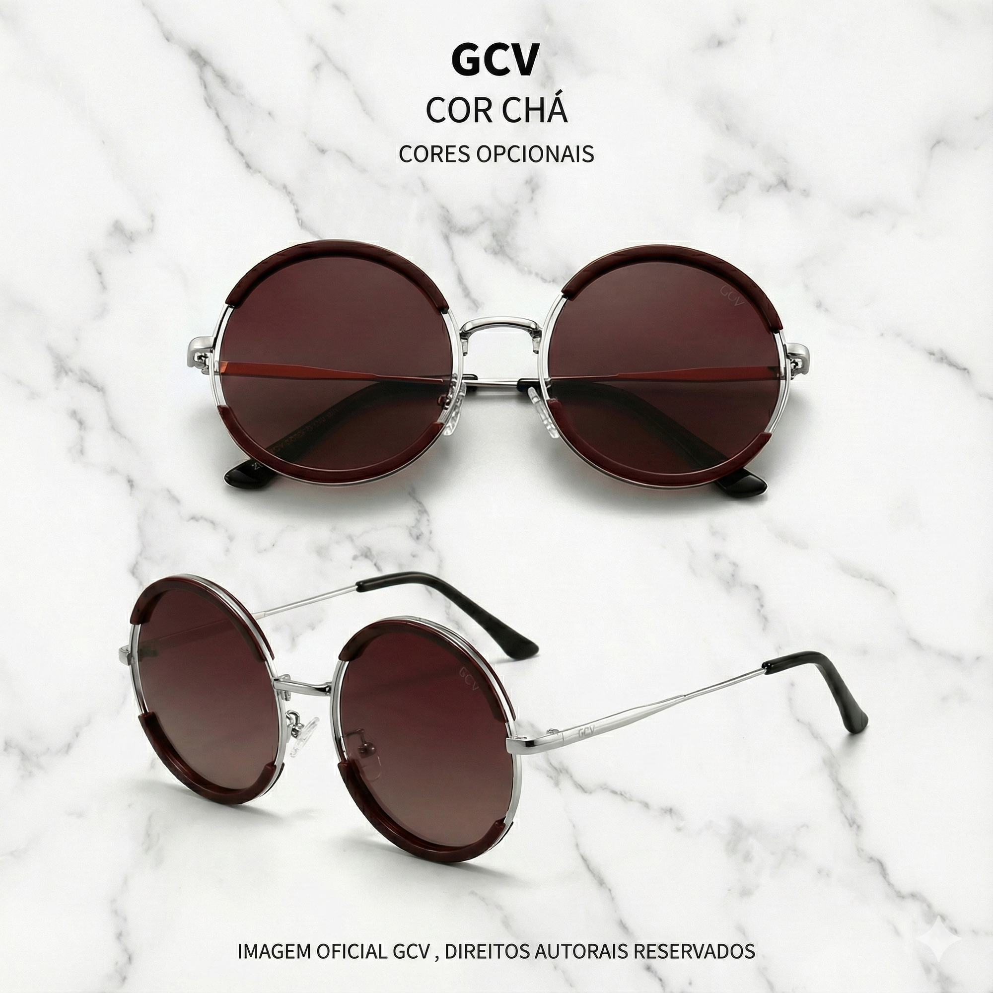 Óculos GCV Luna Air – Redondo em Alumínio Magnésio Ultra Leve & Polarizado