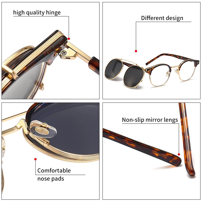 Auronix™ Óculos de Sol Steampunk com Lente Dupla e Proteção Polarizada