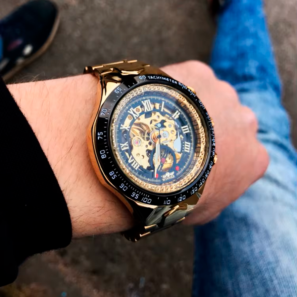 Relógio Masculino Azure Skeleton™ Golden