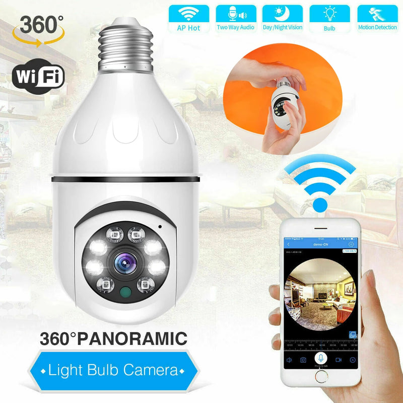 Câmera de Segurança Wi-Fi 360° Boquilha com Visão Noturna HD