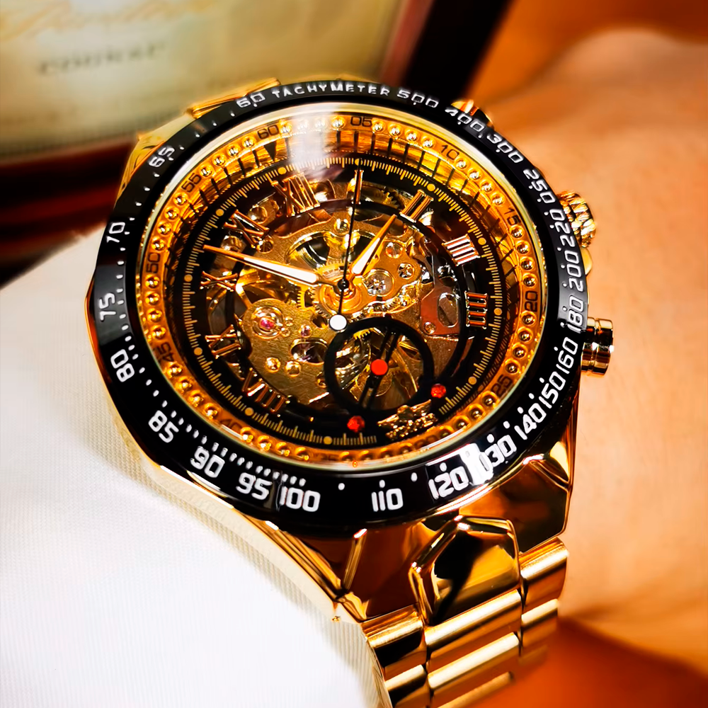 Relógio Masculino Azure Skeleton™ Golden