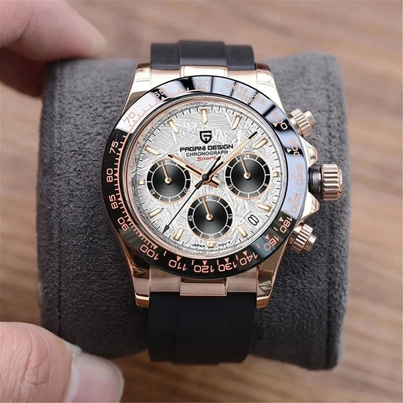 Pagani Design V2 40mm – Relógio Retrô com Vidro Safira, Cronógrafo e Aço Inoxidável