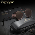Óculos de Sol KINGSEVEN Steampunk Redondo – Polarizado UV400 Retro Unissex