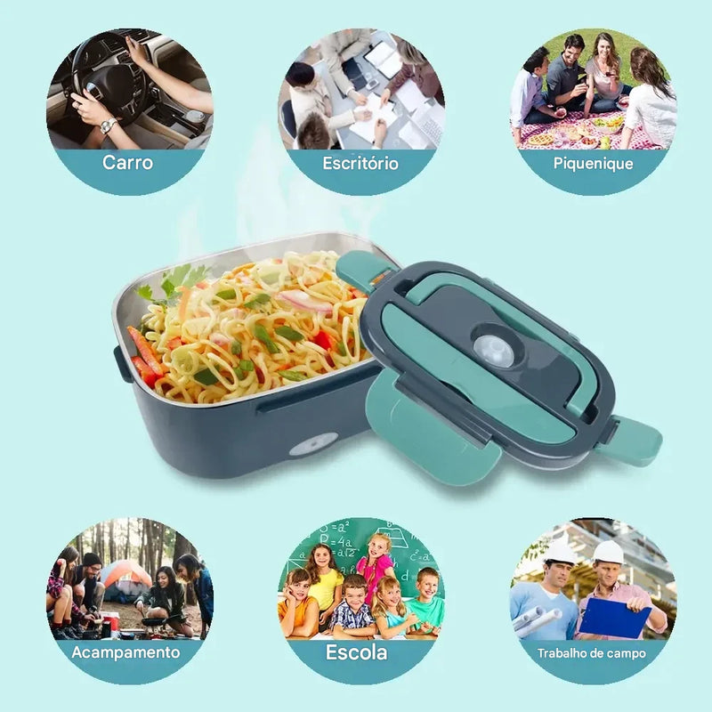 Marmita Elétrica 1.5L Inox 60W – Comida Quente em Qualquer Lugar + Frete Grátis