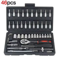 Kit Chave Catraca e Soquetes 46 Peças p/ Moto e Carro + Frete Grátis