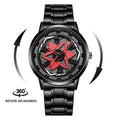 Mangekyo Sharingan™ – Relógio em Aço Preto com Núcleo Rotativo Escarlate