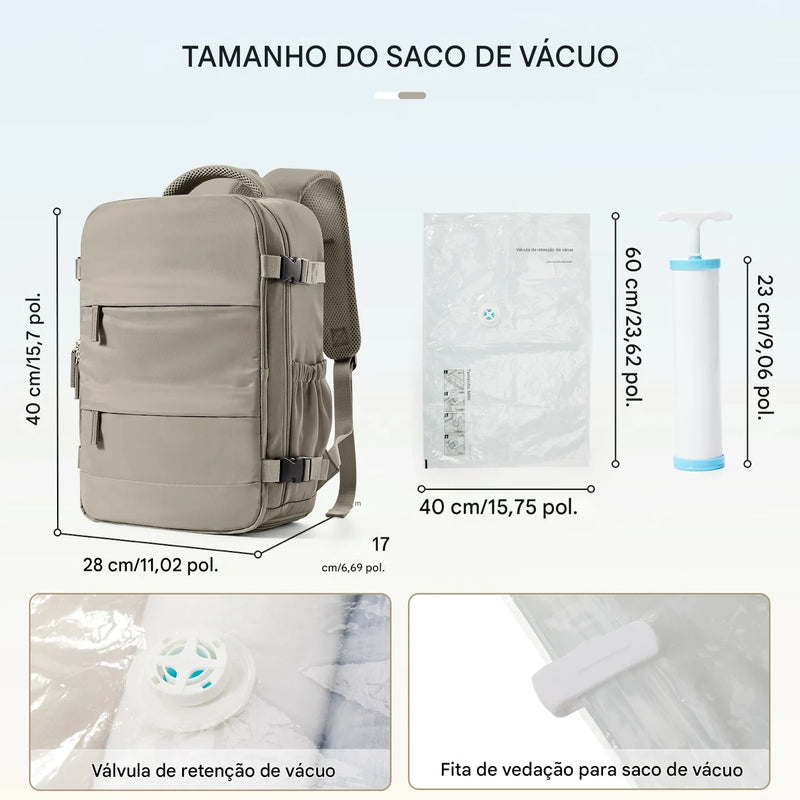 Mochila Compacta 40x20x25 com Compressão a Vácuo + Frete Grátis