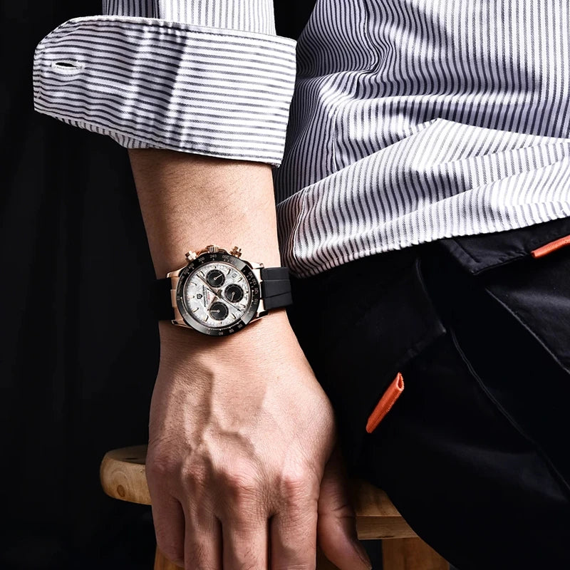 Pagani Design V2 40mm – Relógio Retrô com Vidro Safira, Cronógrafo e Aço Inoxidável