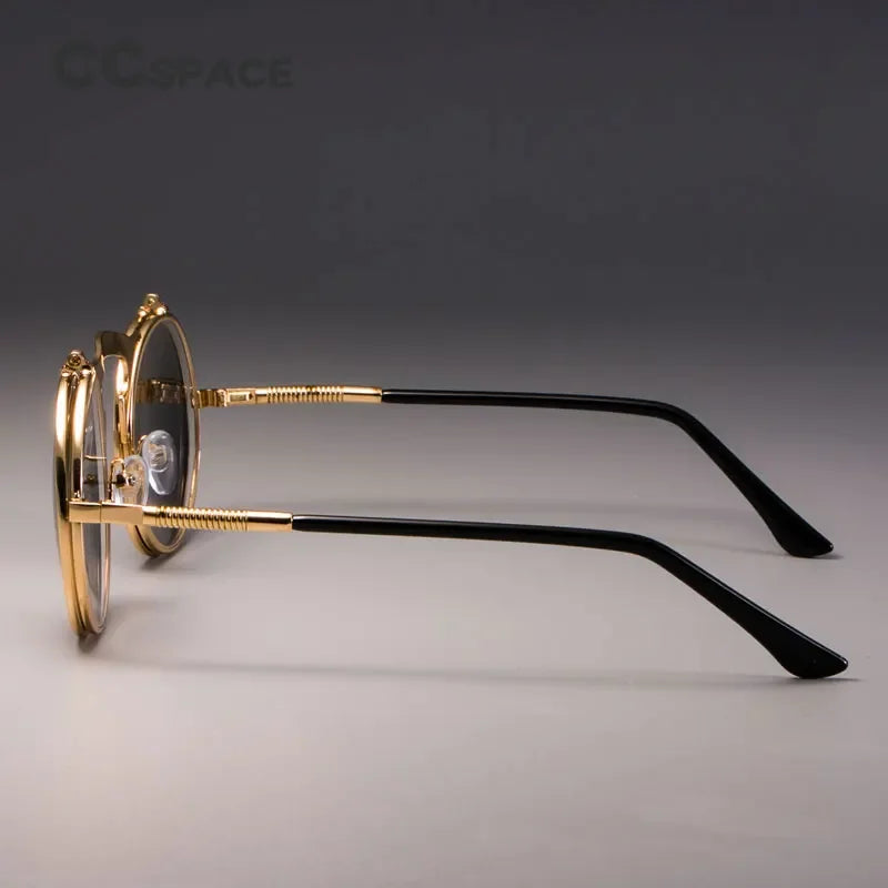Óculos Lunare™ Steampunk Vintage – Estilo Retrô com Lente Flip Anti-reflexo UV400