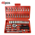 Kit Chave Catraca e Soquetes 46 Peças p/ Moto e Carro + Frete Grátis