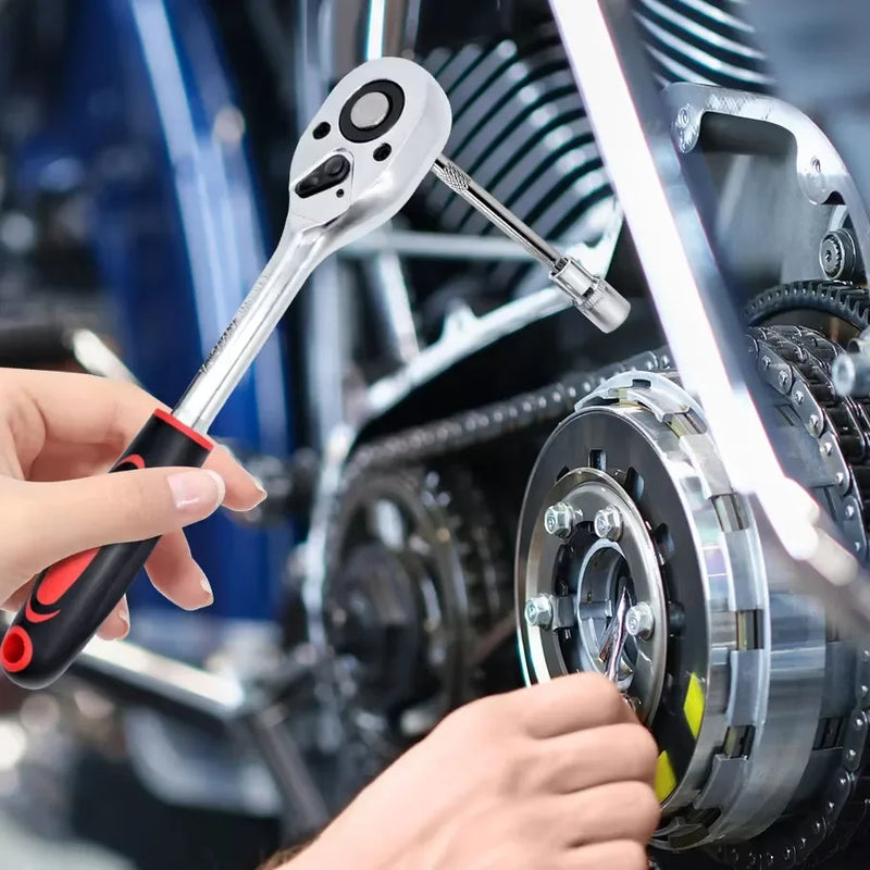 Kit Chave Catraca e Soquetes 46 Peças p/ Moto e Carro + Frete Grátis