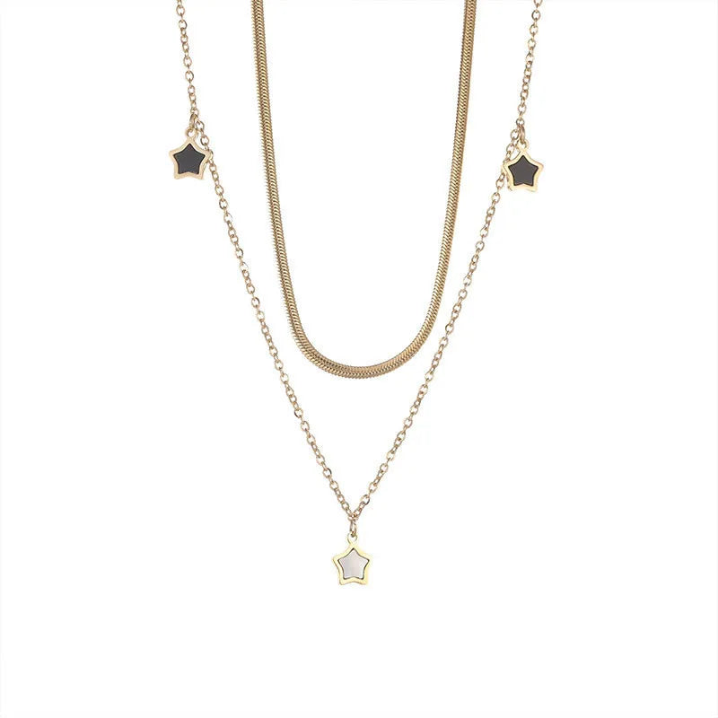Conjunto Estelar Dourado Pulseira Aço Inoxidável 316L com Pingente de Estrela