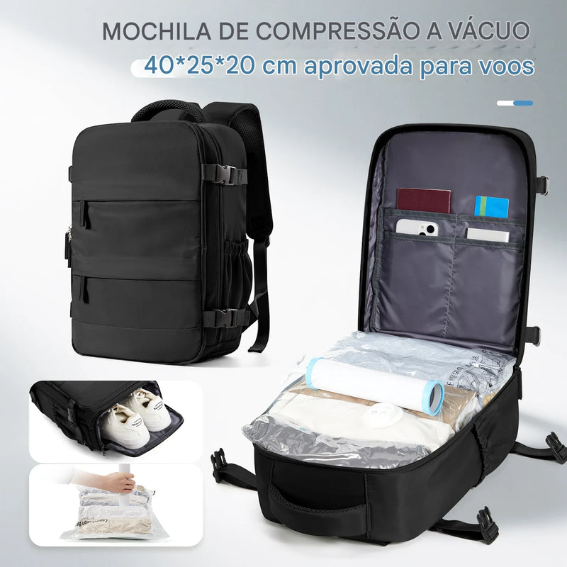 Mochila Compacta 40x20x25 com Compressão a Vácuo + Frete Grátis