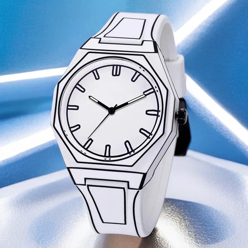 Relógio Phantom Sketch™ Design 2D Cartoon Minimalista - Edição Concept