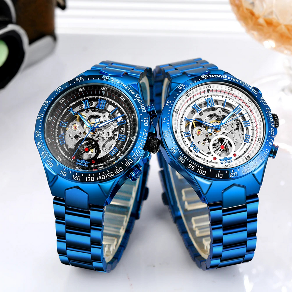 Relógio Masculino Azure Skeleton™ Automático em Aço Inoxidável