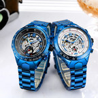 Relógio Masculino Azure Skeleton™ Automático em Aço Inoxidável