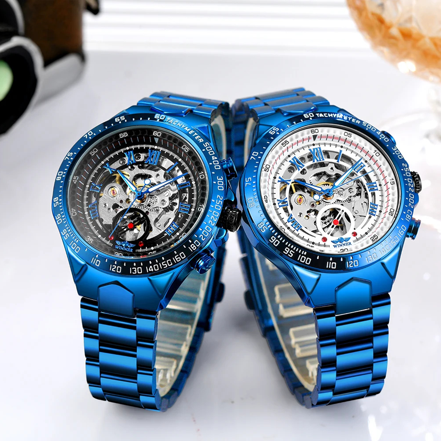 Relógio Masculino Azure Skeleton™ Automático em Aço Inoxidável