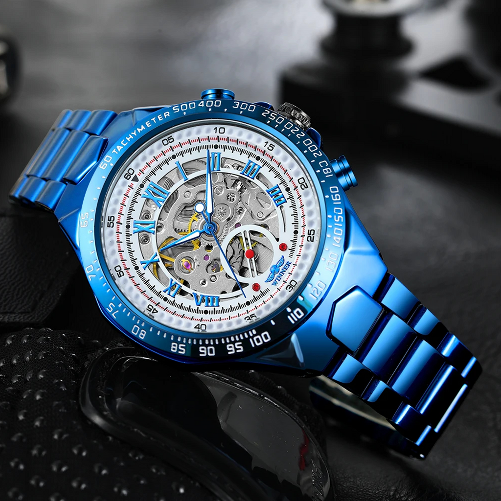 Relógio Masculino Azure Skeleton™ Automático em Aço Inoxidável