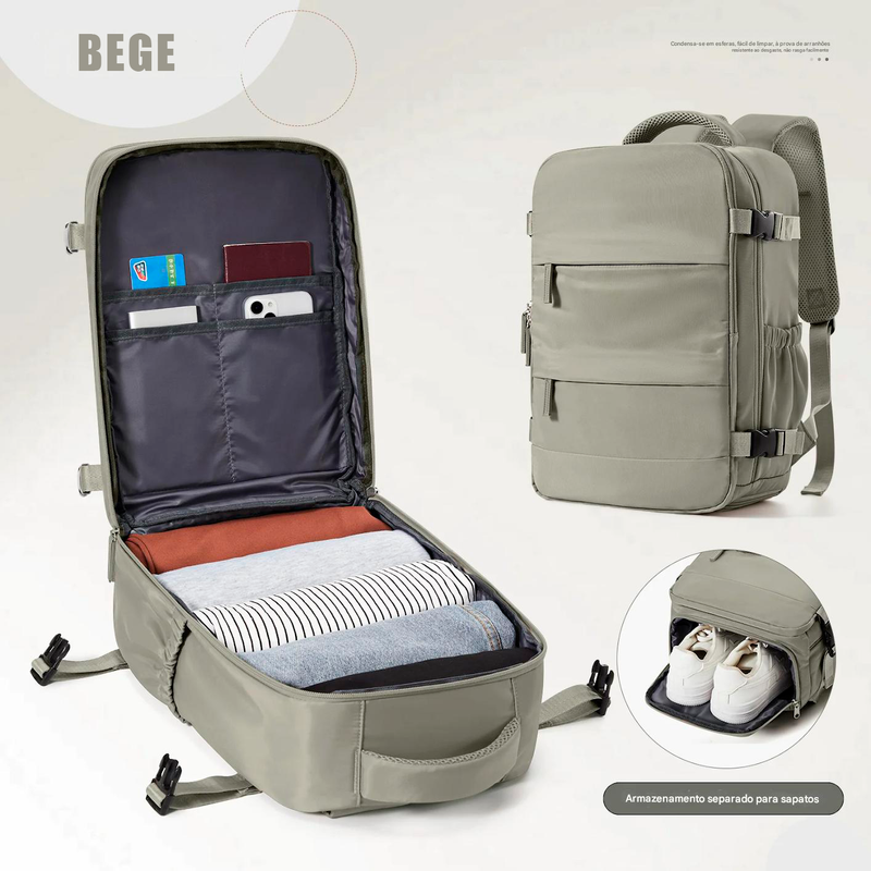 Mochila Compacta 40x20x25 com Compressão a Vácuo + Frete Grátis
